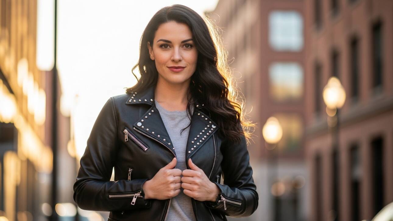 Faux Leather Biker Jacket Ladies