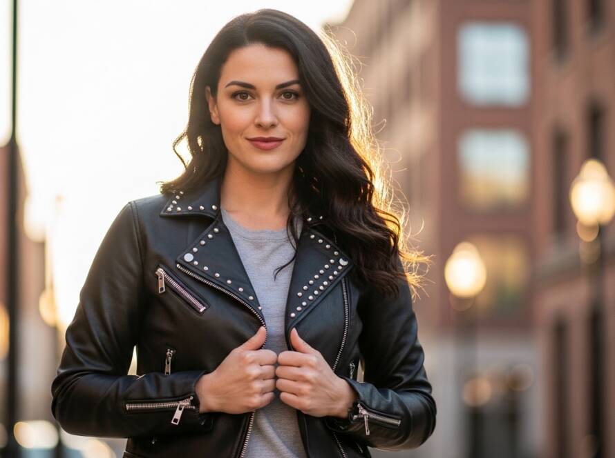 Faux Leather Biker Jacket Ladies